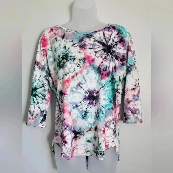 Karl Lagerfeld Paris Tie Dye Top Zipper Accent Womens Size MEDIUM - Picture 1 of 10